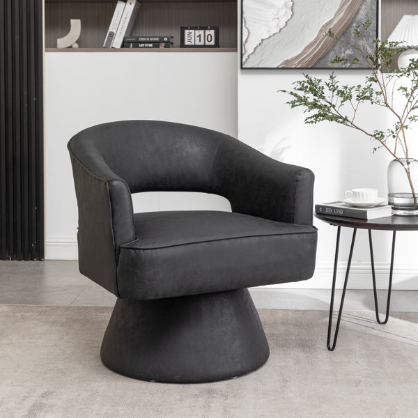xingyang Kiersten Faux Leather Swivel Barrel Chair Wayfair